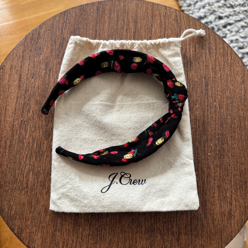 J. Crew Black Headband with Red and Gold Accents